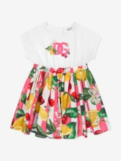 Girls Fruit Print T-Shirt Dress In Multicolour