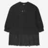 DKNY Girls Long Sleeve Milano Dress In Black -Monna Clothing Shop DKNA3019 09B 1