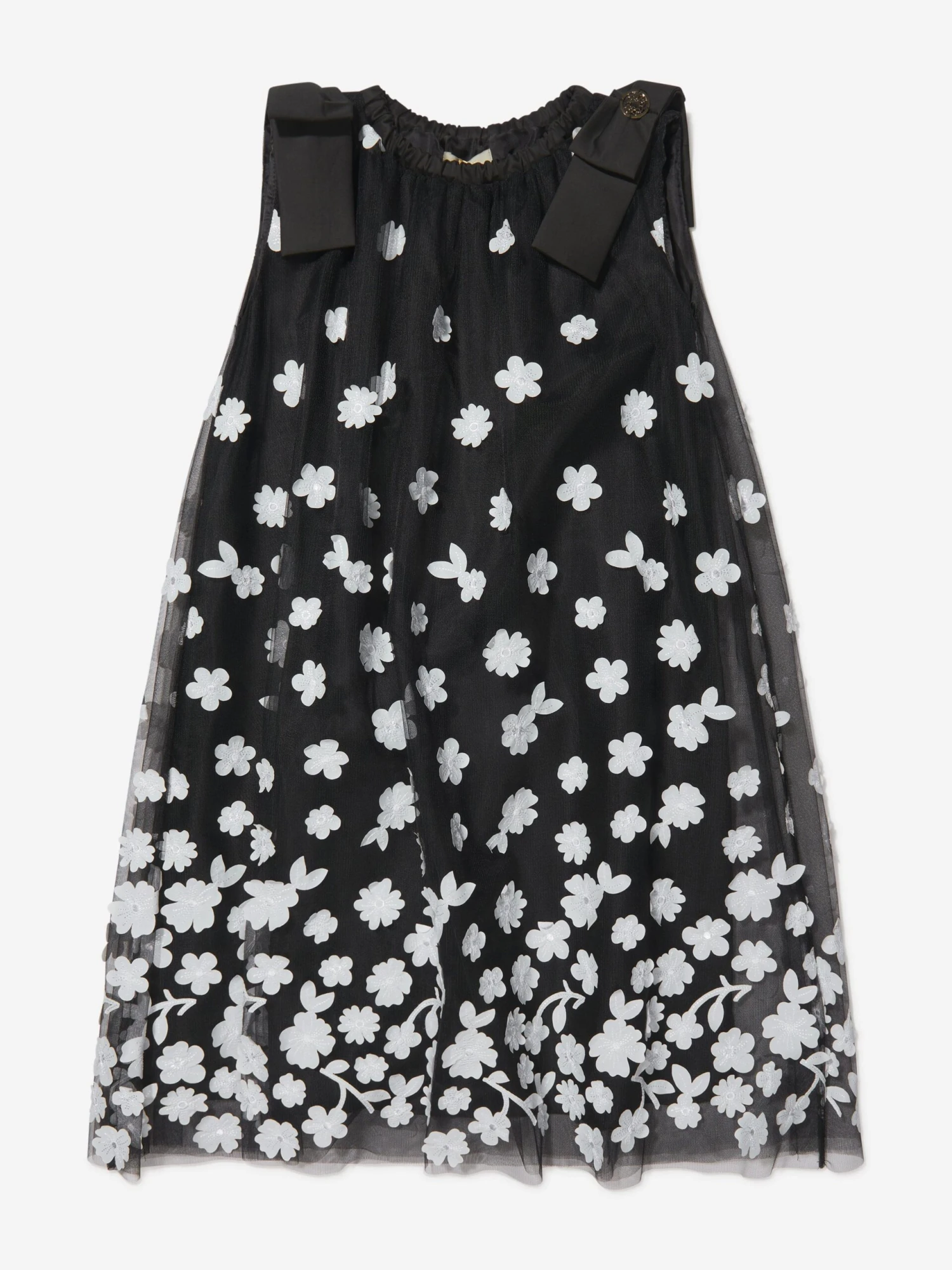ELIE SAAB Girls Sleeveless Flower Dress With Bows 3 ELIE SAAB Girls Sleeveless Flower Dress With Bows