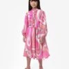 Girls Marmo Print Shirt Dress In Pink