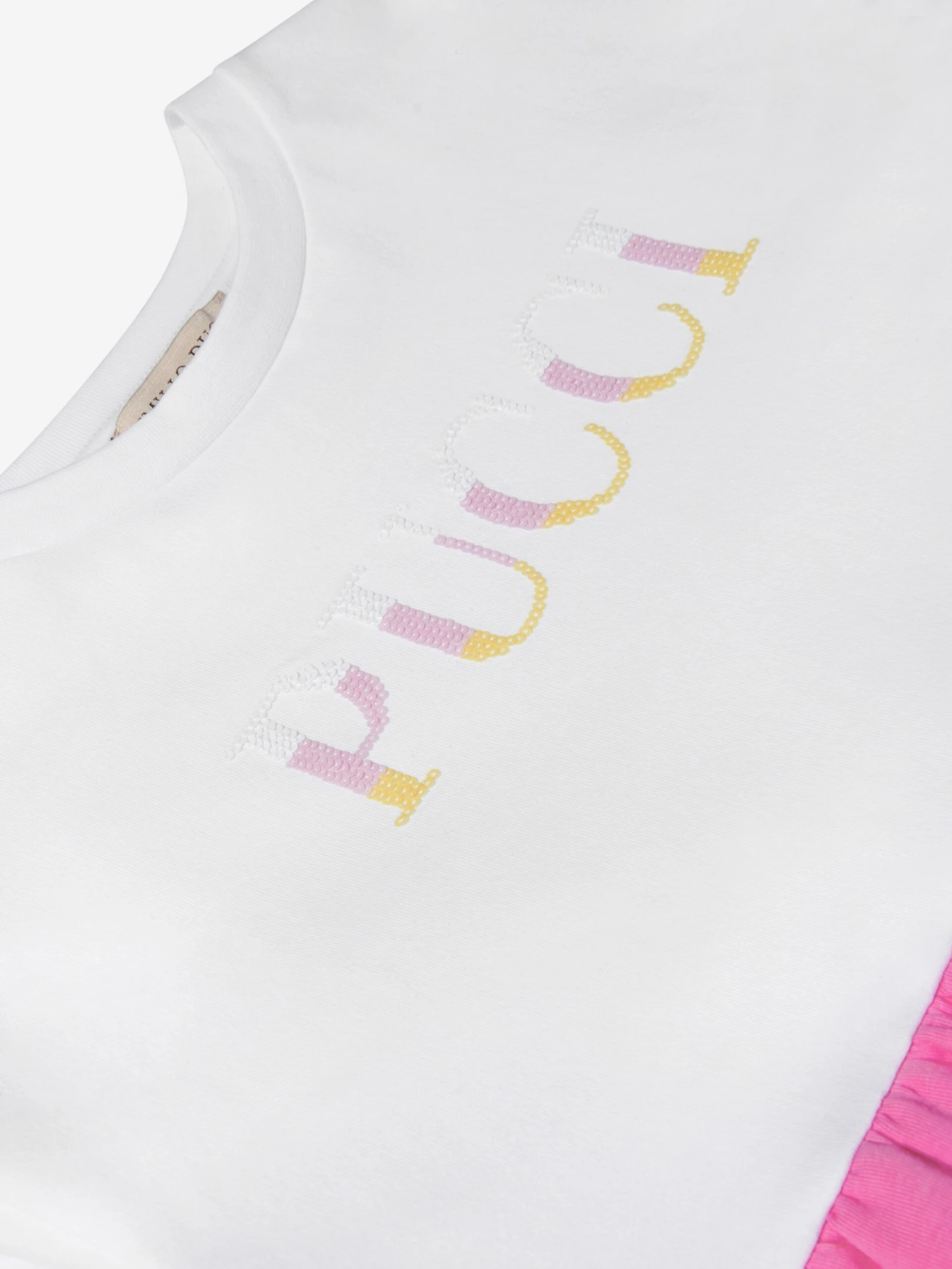 Girls Cotton Ruffle Trim Logo Dress 5 Girls Cotton Ruffle Trim Logo Dress - Image 3