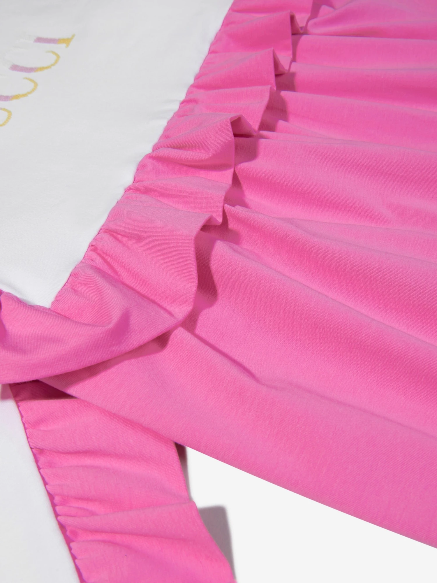 Girls Cotton Ruffle Trim Logo Dress 6 Girls Cotton Ruffle Trim Logo Dress - Image 4