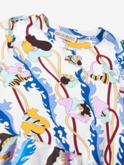 Girls Cotton Patterned Ruffle Dress -Monna Clothing Shop EMIS2006 100BL 3