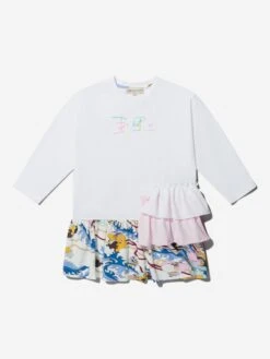 Girls Cotton Patterned Logo Dress
