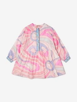 Girls Marmo Print Dress In Pink