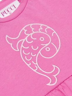 Baby Girls Logo Jersey Dress In Pink 8 Baby Girls Logo Jersey Dress In Pink -Monna Clothing Shop EMIS4010 FUXIA 3