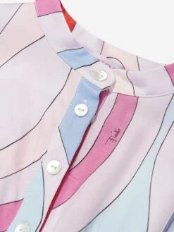 Girls Marmo Woven Dress In Multicolour -Monna Clothing Shop EMIS4016 IVORY COLOURFUL 3