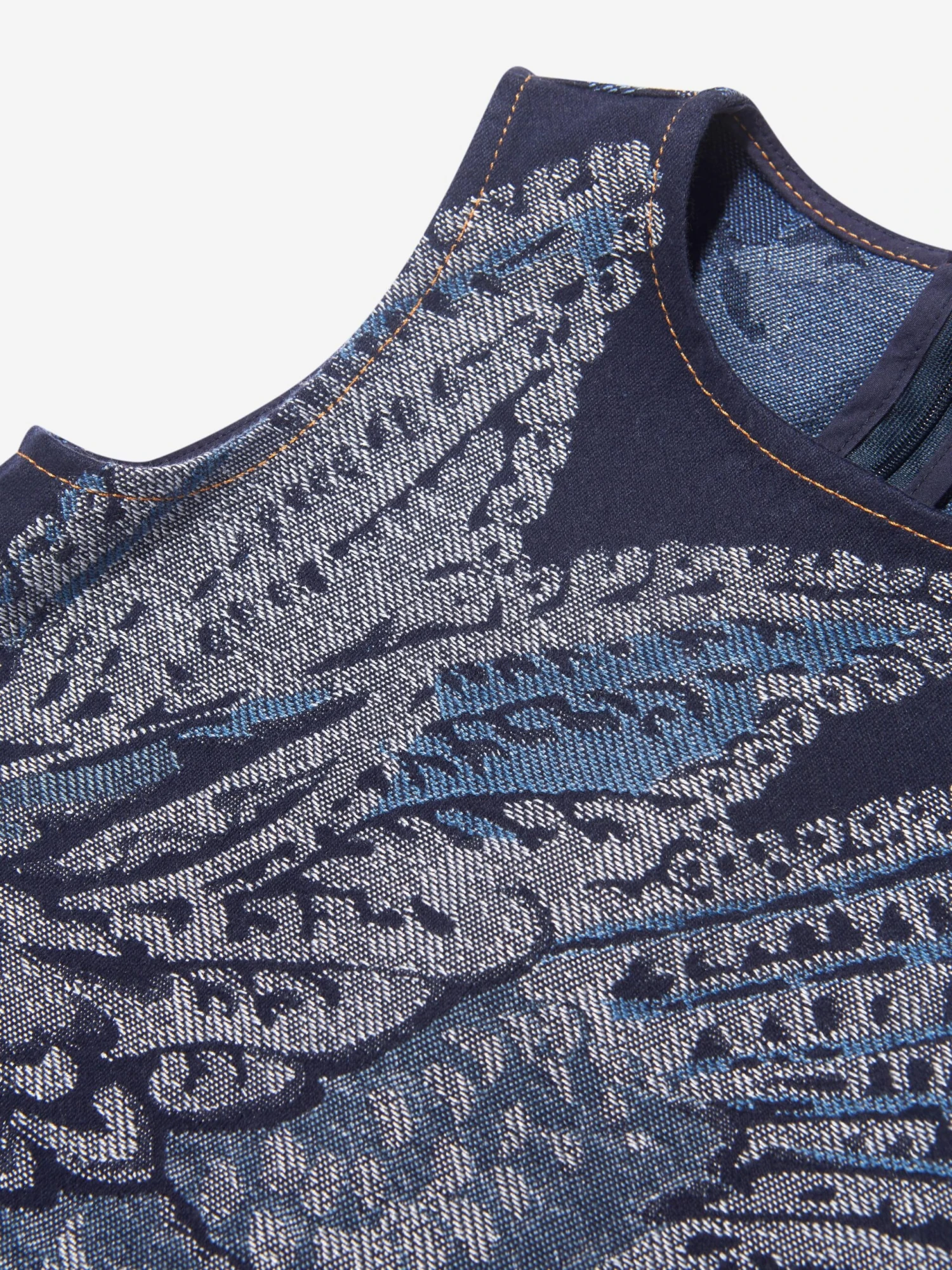 Etro Girls Jacquard Bird And Flower Dress In Navy 6 Etro Girls Jacquard Bird And Flower Dress In Navy - Image 4