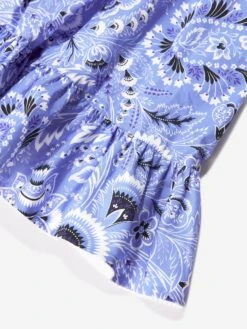 Etro Girls Floral Paisley Dress In Blue -Monna Clothing Shop ETRS4014 CELESTE AVORIO 4