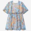 Etro Girls Floral Paisley Dress In Bluw -Monna Clothing Shop ETRS4018 CELESTE MULTICOLOR 1