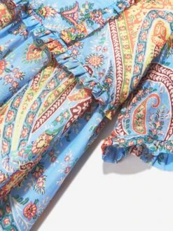 Etro Girls Floral Paisley Dress In Bluw -Monna Clothing Shop ETRS4018 CELESTE MULTICOLOR 4