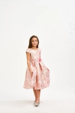 Girls Flower Brocade Dress In Pink -Monna Clothing Shop Estar 03a 30 01 233391