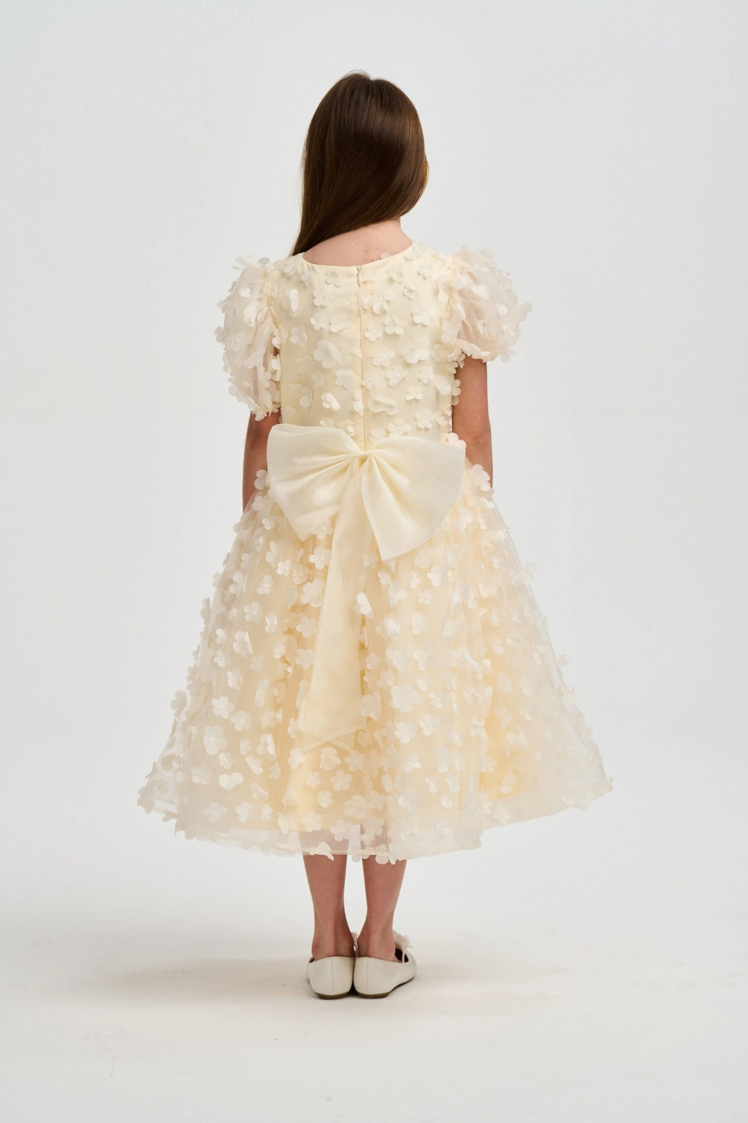 Girls Petals Dress In Yellow 5 Girls Petals Dress In Yellow - Image 3