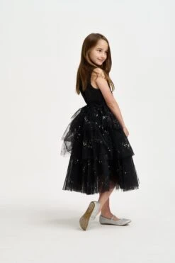 Girls Tulle Sparkle Dress In Black -Monna Clothing Shop Estar 04 23 05 23113987