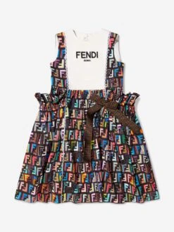 Girls FF Logo Print Dress