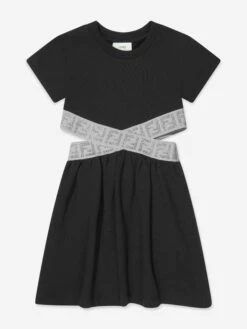 Girls FF Logo Waist Dress In Black