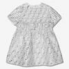 Girls Metallic Logo Brocade Dress In Silver 1 Girls Metallic Logo Brocade Dress In Silver -Monna Clothing Shop FENA3046 F05WS 1
