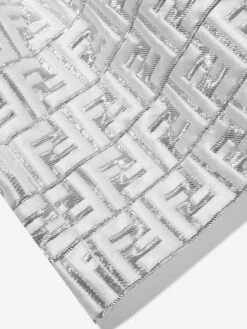 Girls Metallic Logo Brocade Dress In Silver -Monna Clothing Shop FENA3046 F05WS 4