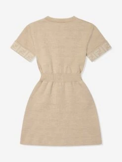 Girls Knitted FF Logo Dress In Brown -Monna Clothing Shop FENA3057 F1KE0 2