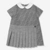 Baby Girls Wool FF Logo Dress In Grey -Monna Clothing Shop FENA3122 LIGHT GREY 1