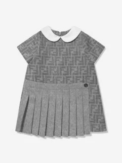 Baby Girls Wool FF Logo Dress In Grey