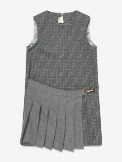 Girls FF Wool Dress In Grey -Monna Clothing Shop FENA3135 LIGHT GREY 1