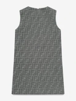 Girls FF Wool Dress In Grey -Monna Clothing Shop FENA3135 LIGHT GREY 2