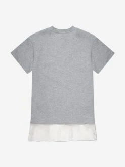 Girls Jersey Logo Dress In Grey -Monna Clothing Shop FENA3136 LIGHT GREY 2