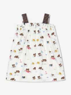 Baby Girls Bear Dress With Knickers In White -Monna Clothing Shop FENDI D54612 3