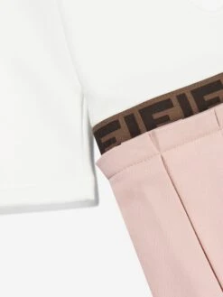 Baby Girls Long Sleeve Bear Dress In White -Monna Clothing Shop FENDI D54614 4