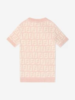 Girls Chenile FF Logo Dress In Pink -Monna Clothing Shop FENDI D54634 2