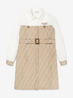 Girls Logo Shirt Dress In Beige