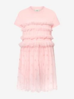 Girls Ruched Jersey Dress In Pink