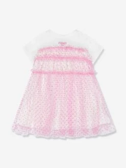 Baby Girls Jersey And Tulle Dress In Pink