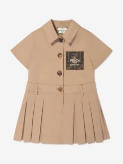 Baby Girls Logo Trench Dress In Beige -Monna Clothing Shop FENS4003 TRENCH 1