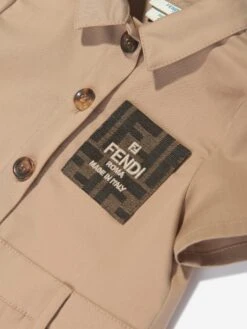 Baby Girls Logo Trench Dress In Beige -Monna Clothing Shop FENS4003 TRENCH 3