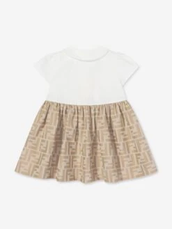 Baby Girls FF Jacquard Dress In Beige 15 Baby Girls FF Jacquard Dress In Beige -Monna Clothing Shop FENS4005 TRENCH 2