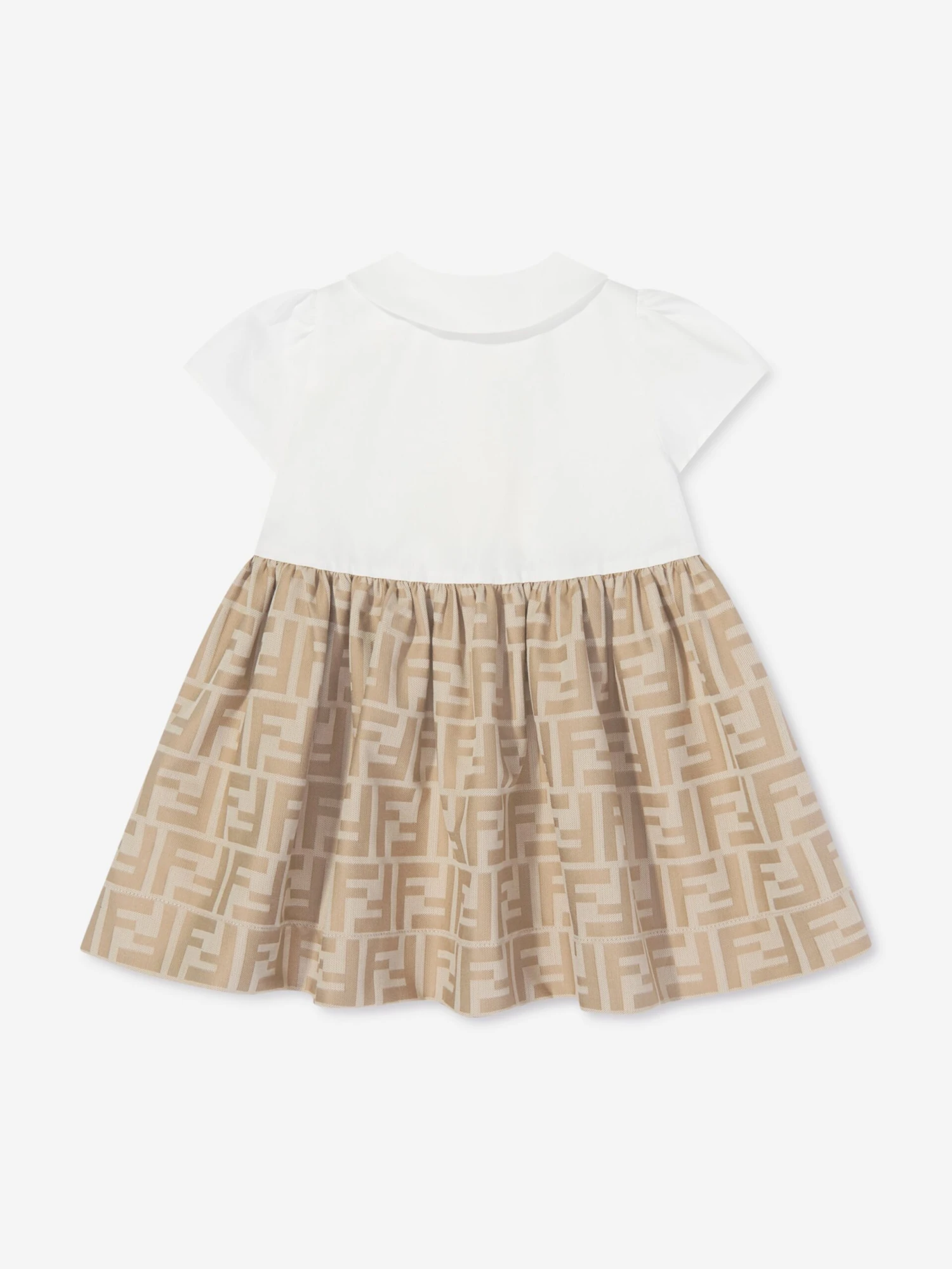 Baby Girls FF Jacquard Dress In Beige 8 Baby Girls FF Jacquard Dress In Beige - Image 6