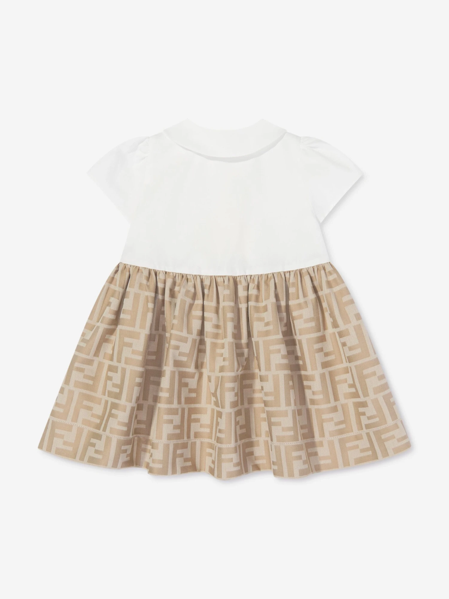 Baby Girls FF Jacquard Dress In Beige 4 Baby Girls FF Jacquard Dress In Beige - Image 2