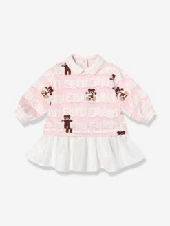 Baby Girls Teddy Graffiti Sweater Dress In Pink -Monna Clothing Shop FENS4006 ROSA BABY 1