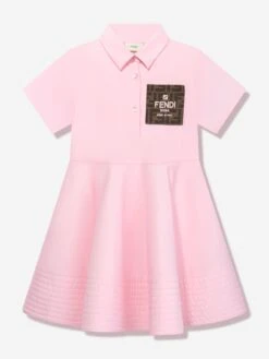 Girls FF Logo Shirt Dress In Pink