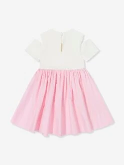 Girls Cotton Logo Dress In Pink -Monna Clothing Shop FENS4044 ROSA CONFETTO 2