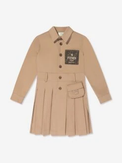 Girls Logo Trench Dress In Beige -Monna Clothing Shop FENS4045 TRENCH 1