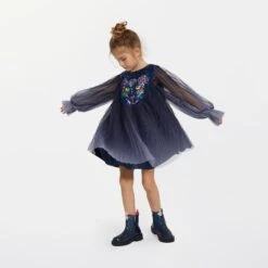 Billieblush Girls Sequin And Tulle Dress In Navy -Monna Clothing Shop FW23 BILLIEBLUSH LOOKBOOK 44