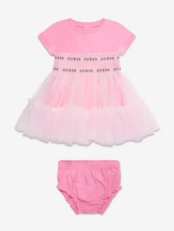 Guess Baby Girls Dress With Bloomers In Pink