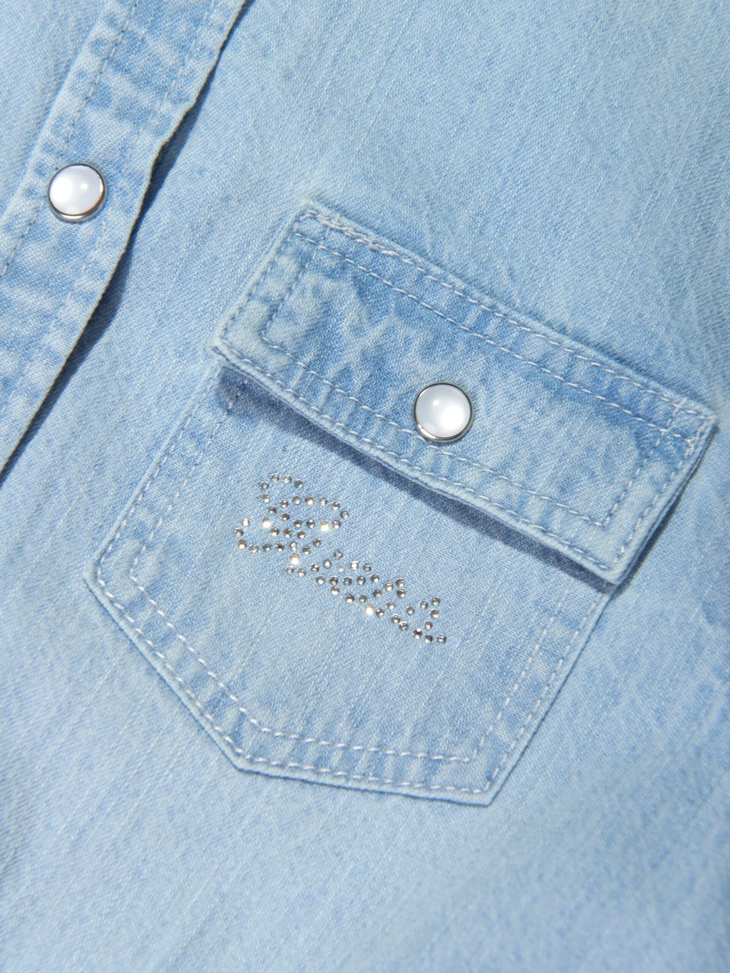 Guess Girls Chambray Floral Shirt Dress In Multicolour 5 Guess Girls Chambray Floral Shirt Dress In Multicolour - Image 3