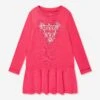 Guess Girls Logo Print Jersey Dress In Pink