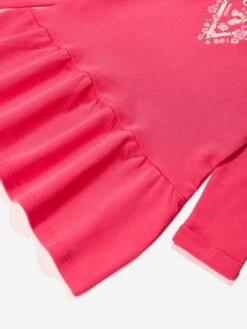 Guess Girls Logo Print Jersey Dress In Pink -Monna Clothing Shop GUES4053 CRANBERRY JUICE 4