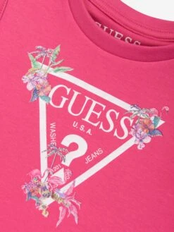 Guess Girls Sleeveless Logo Dress In Pink -Monna Clothing Shop GUES4161 SCARED PINK 3