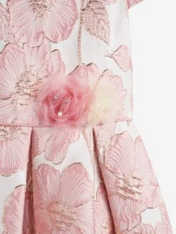 Girls Flower Brocade Dress In Pink -Monna Clothing Shop IAMA3010 VINTAGE PINK 3